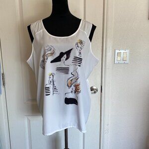 Lane Bryant SZ 18/20 White Tank with Fashionista Print